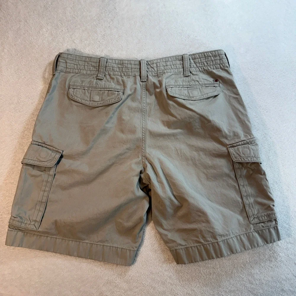 Tommy Hilfiger Mens Tan Khaki Cotton Twill Cargo Shorts Size 36 Utility Casual